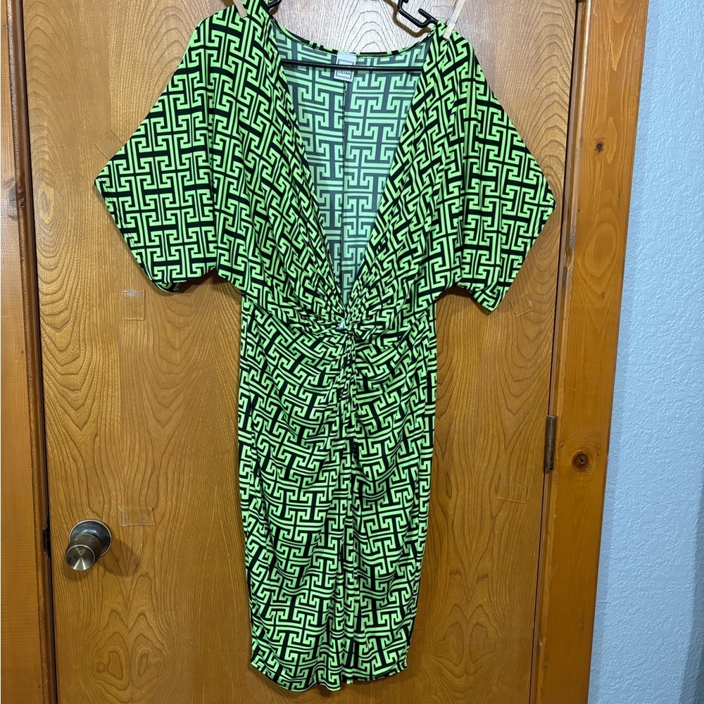 Liliana Geometric Green Midi Dress